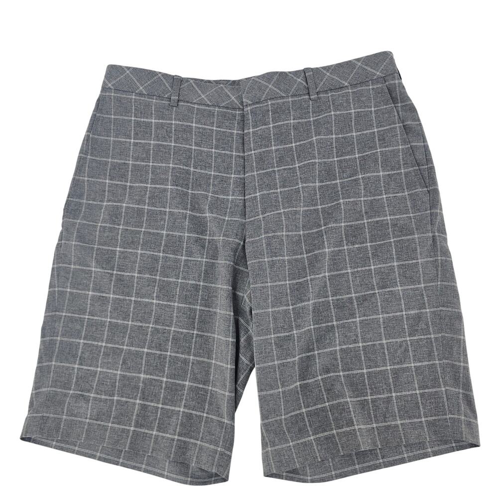 Walter Hagen Golf Short Plaid Gray Comfort Waist Stretch 34 Gorp Gorpcore 3999
